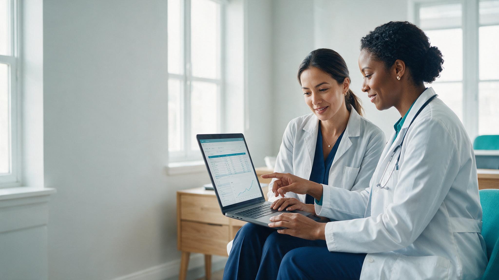 Healthcare professionals reviewing revenue performance together